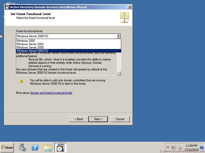 window server application user or domain admin